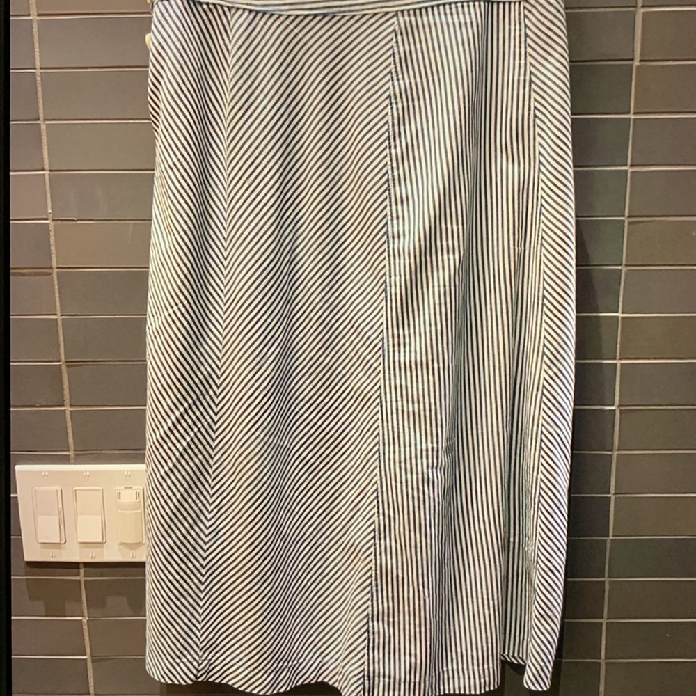 J. Crew Side Button Striped Blue Skirt - Picture 5 of 6